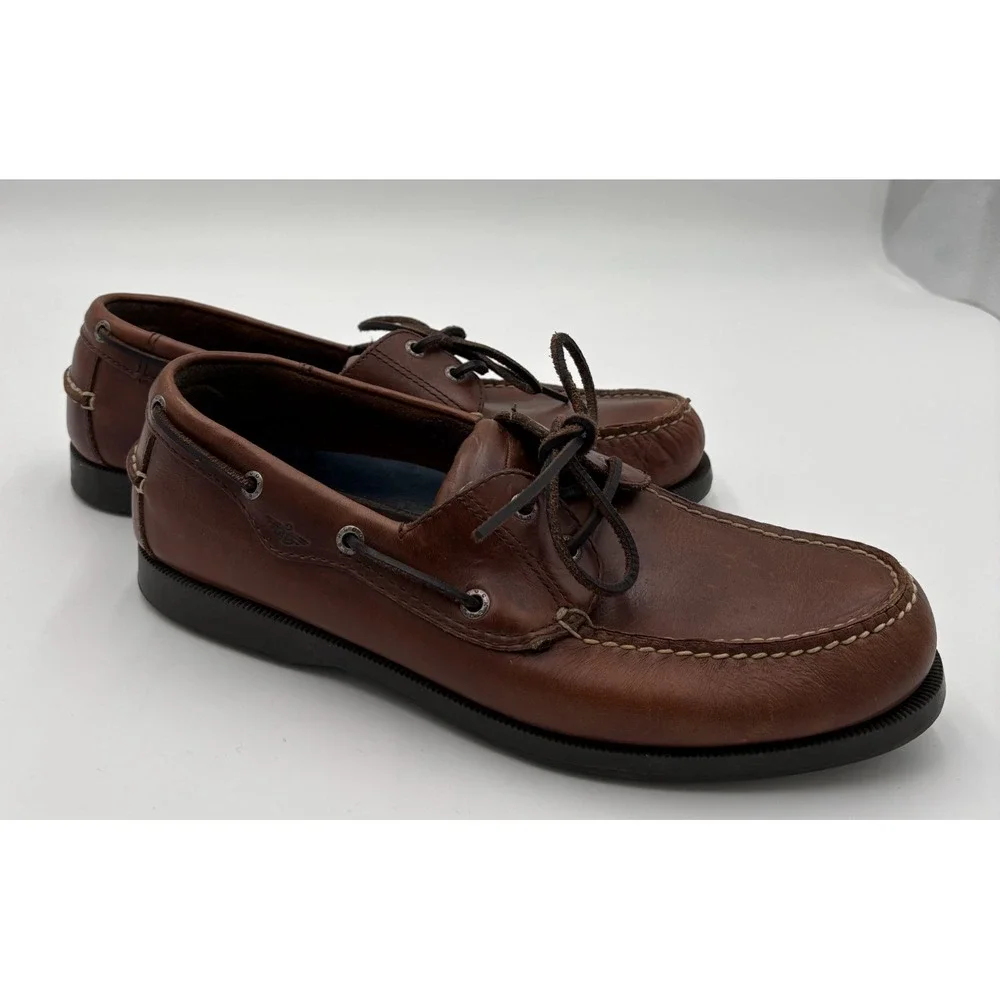 DOCKERS‎ Boat Shoe Leather Handsewn Rust Brown Men's Size 12M 090-1499